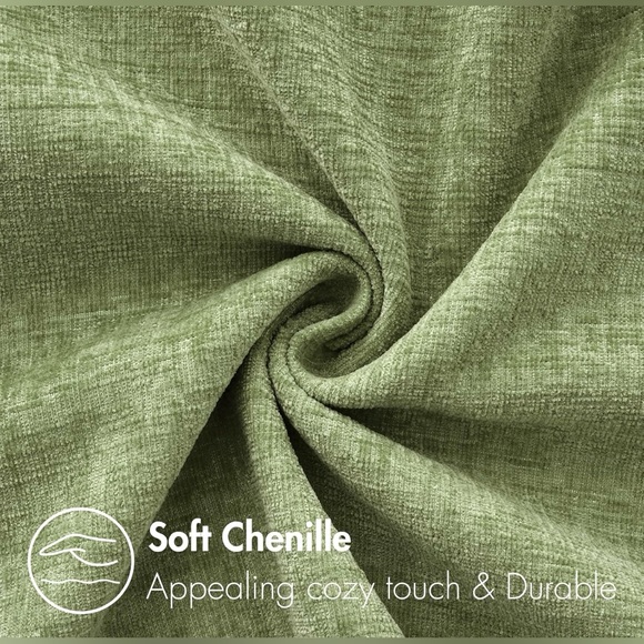 Couch Throw Pillow Covers 18x18 Inch Spring Soft Sage Green Chenille 2 Pack - Picture 4 of 6